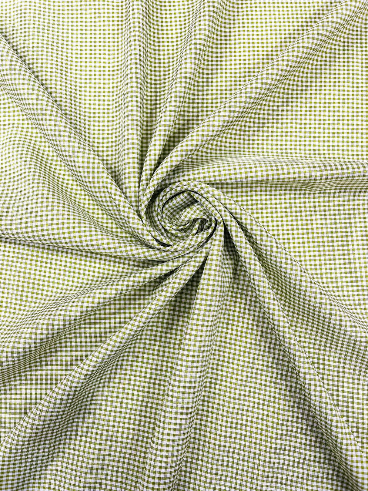 Gingham 1/8 Squares Polyester Poplin Fabric - Checkered Gingham, 60" Width (1 Yard)