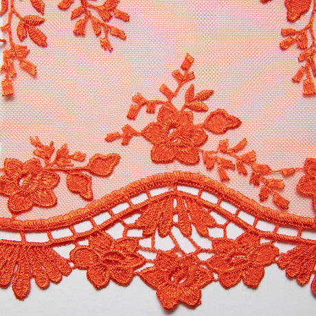 1 Yard Elegant Embroidered Lace Fabric with Delicate Floral Design 52" Wide
