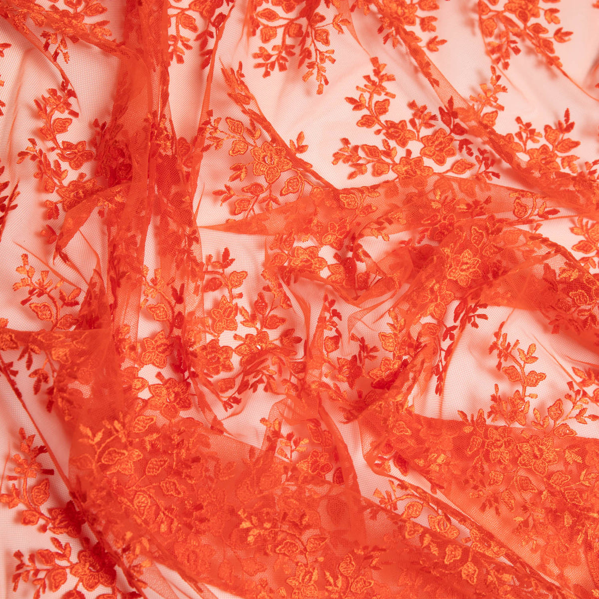 1 Yard Elegant Embroidered Lace Fabric with Delicate Floral Design 52" Wide