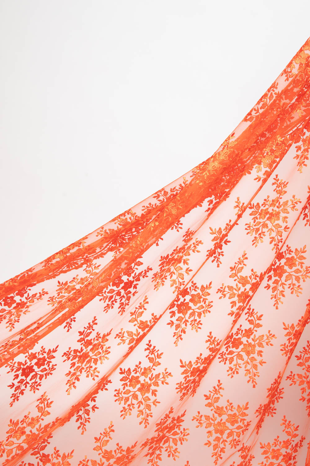 1 Yard Elegant Embroidered Lace Fabric with Delicate Floral Design 52" Wide