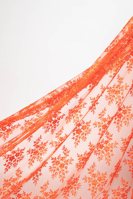 1 Yard Elegant Embroidered Lace Fabric with Delicate Floral Design 52" Wide