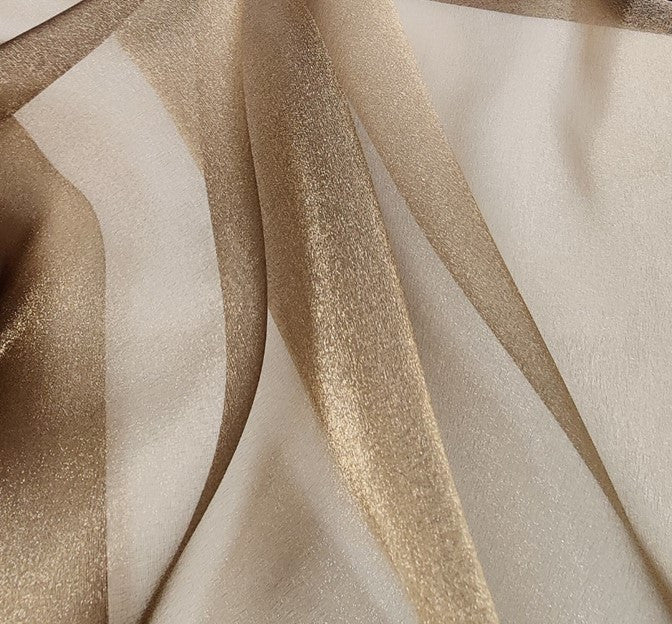 Organdy Gold Polyester Fabric - Gold Sheer Matte Luster, 58/60" Width