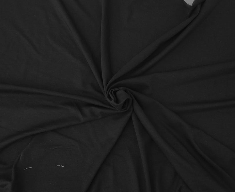 1 Yard Black Pre Washed Cotton Tencel Spandex French Terry Knit Fabric Soft Durable Stretch
