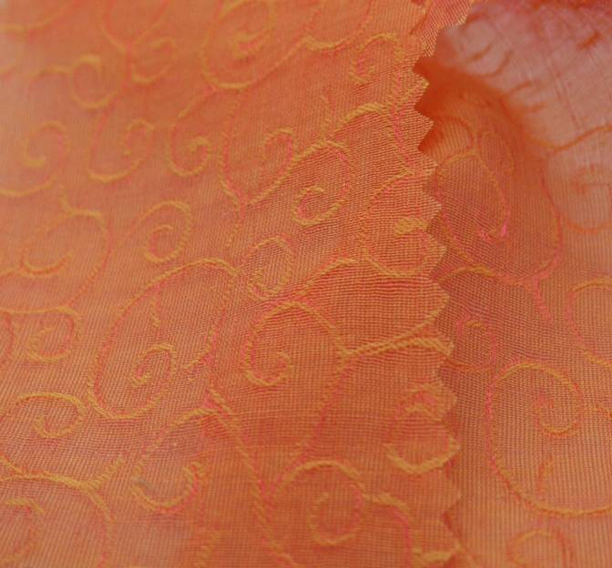 1 Yard Organza Jacquard Swirl Peach Fabric 57/58 Inches Wide