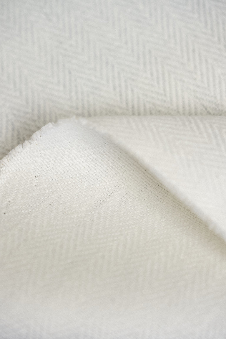 1 Yard Off White Irish Linen Herringbone Natural Durable Sewing Fabric 57" Width