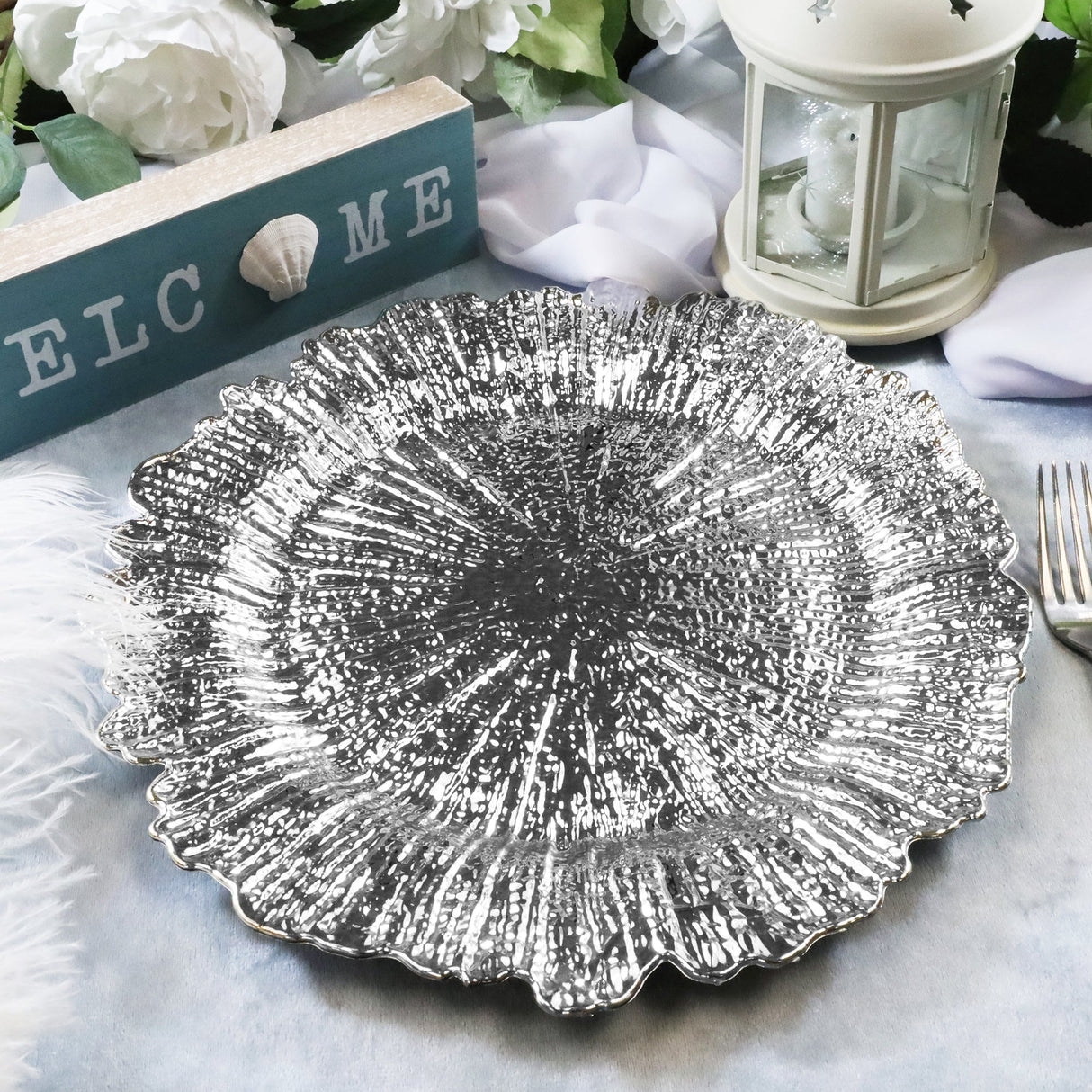 Acrylic Charger Plate 13 Inch Silver Reef