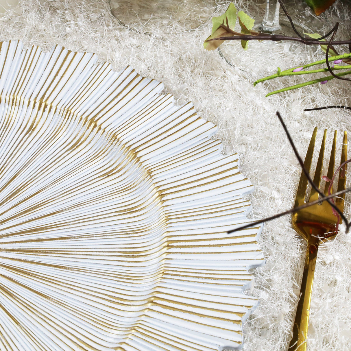 Antique White Sunray Acrylic Charger Plate 13 Inch