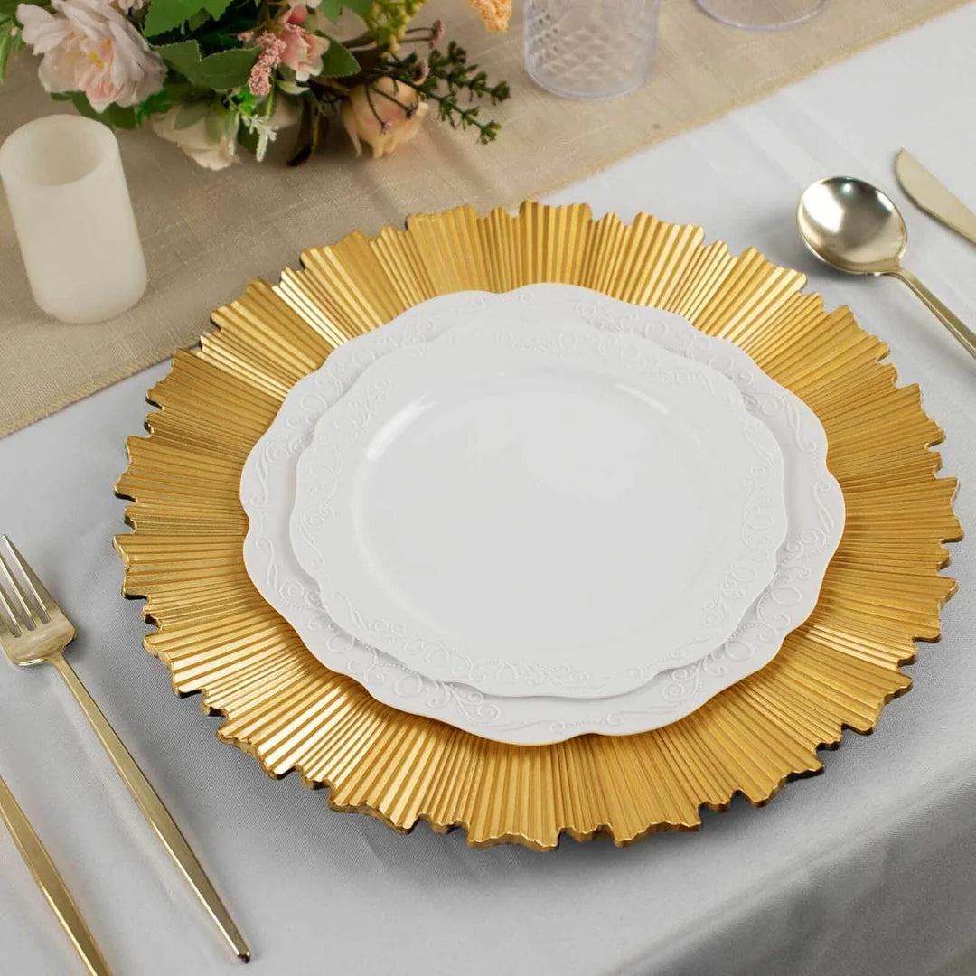 Gold Metallic Sunray Acrylic Charger Plates 13"