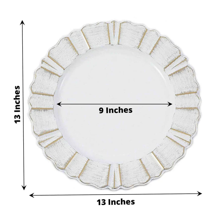 Acrylic Charger Plate 13" White Scallop Rimmed