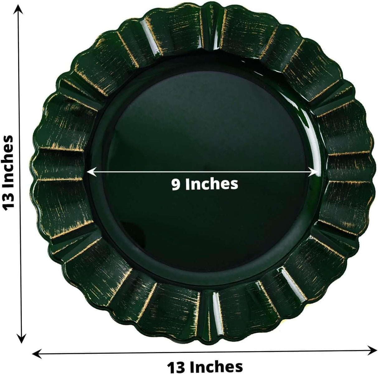 Acrylic Charger Plate 13 Inch Scallop Rimmed Hunter Green/Holly Green