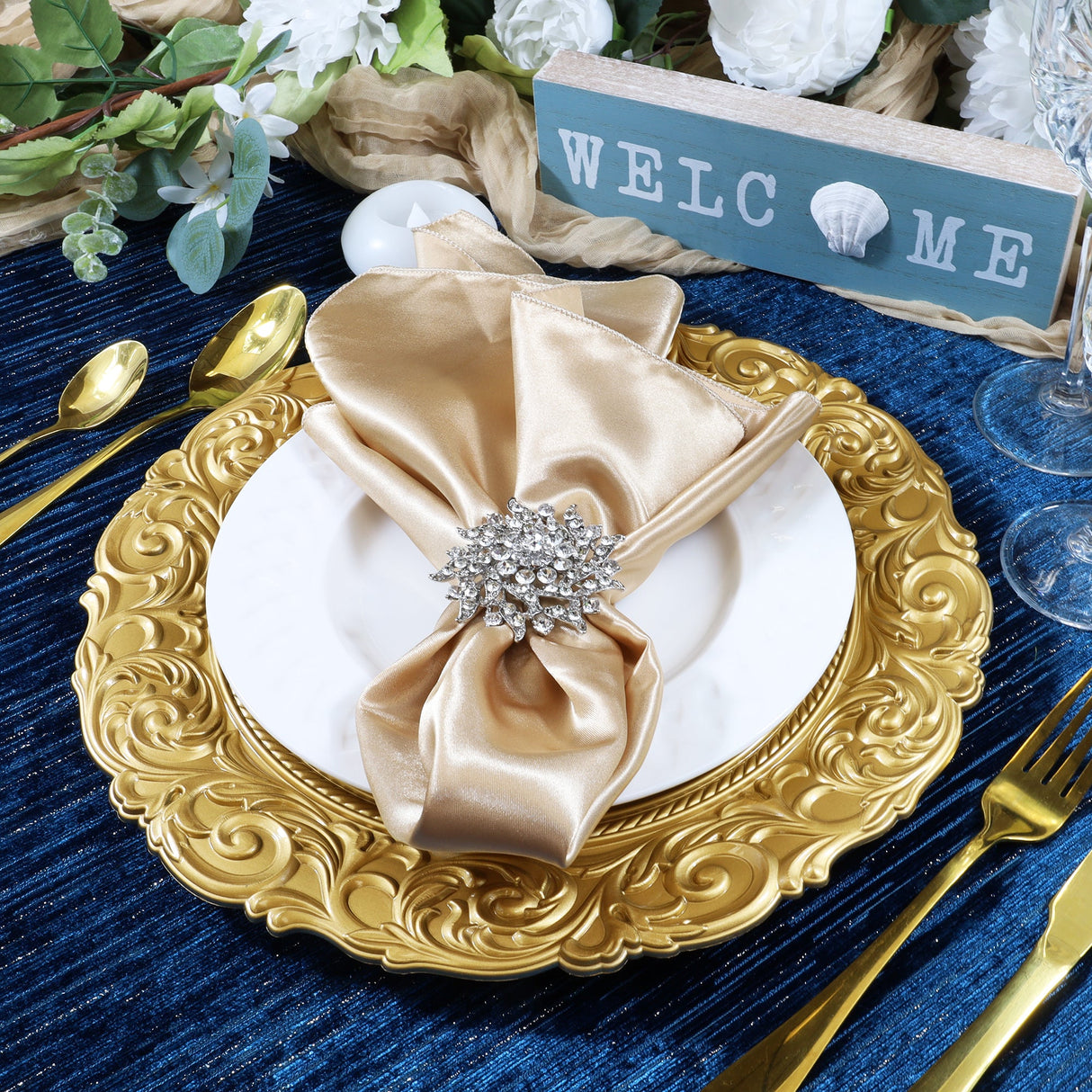 Gold Vintage Acrylic Charger Plate 13in