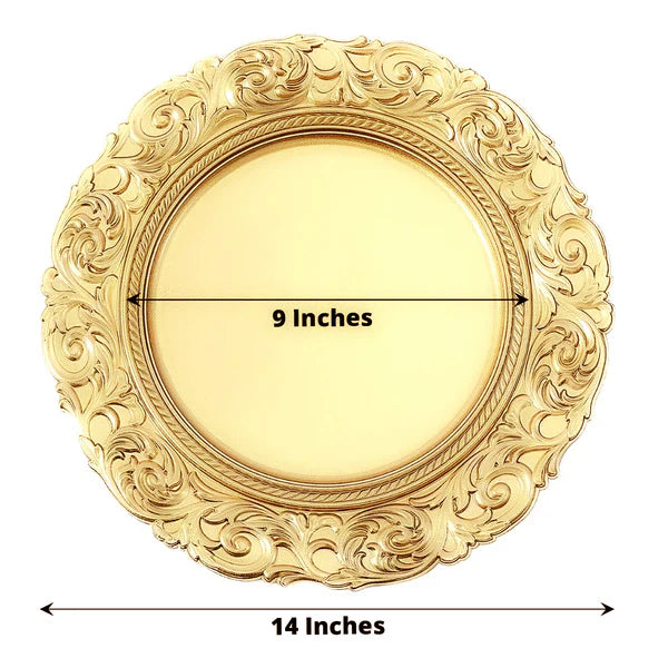 Gold Vintage Acrylic Charger Plate 13in
