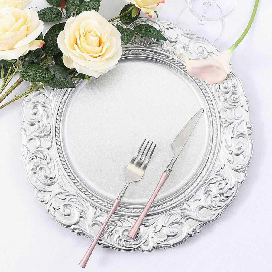 Vintage Acrylic Charger Plates 13" Silver
