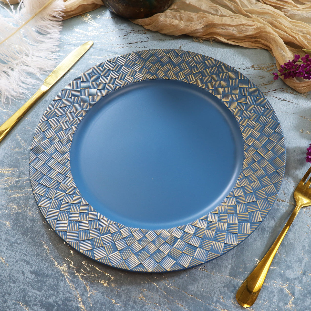 Acrylic Charger Plates 13" Checkered Edge