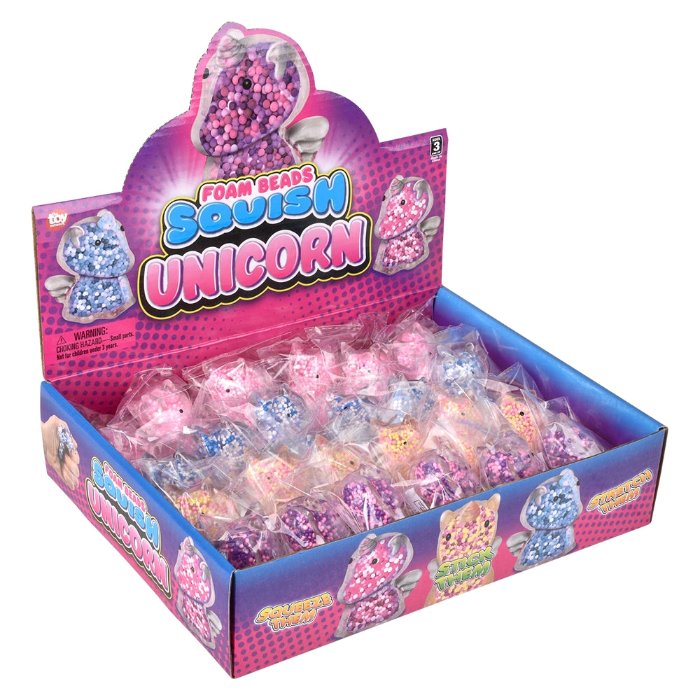 Mini Squeezy Foam Bead Unicorn (24 Ct Display)