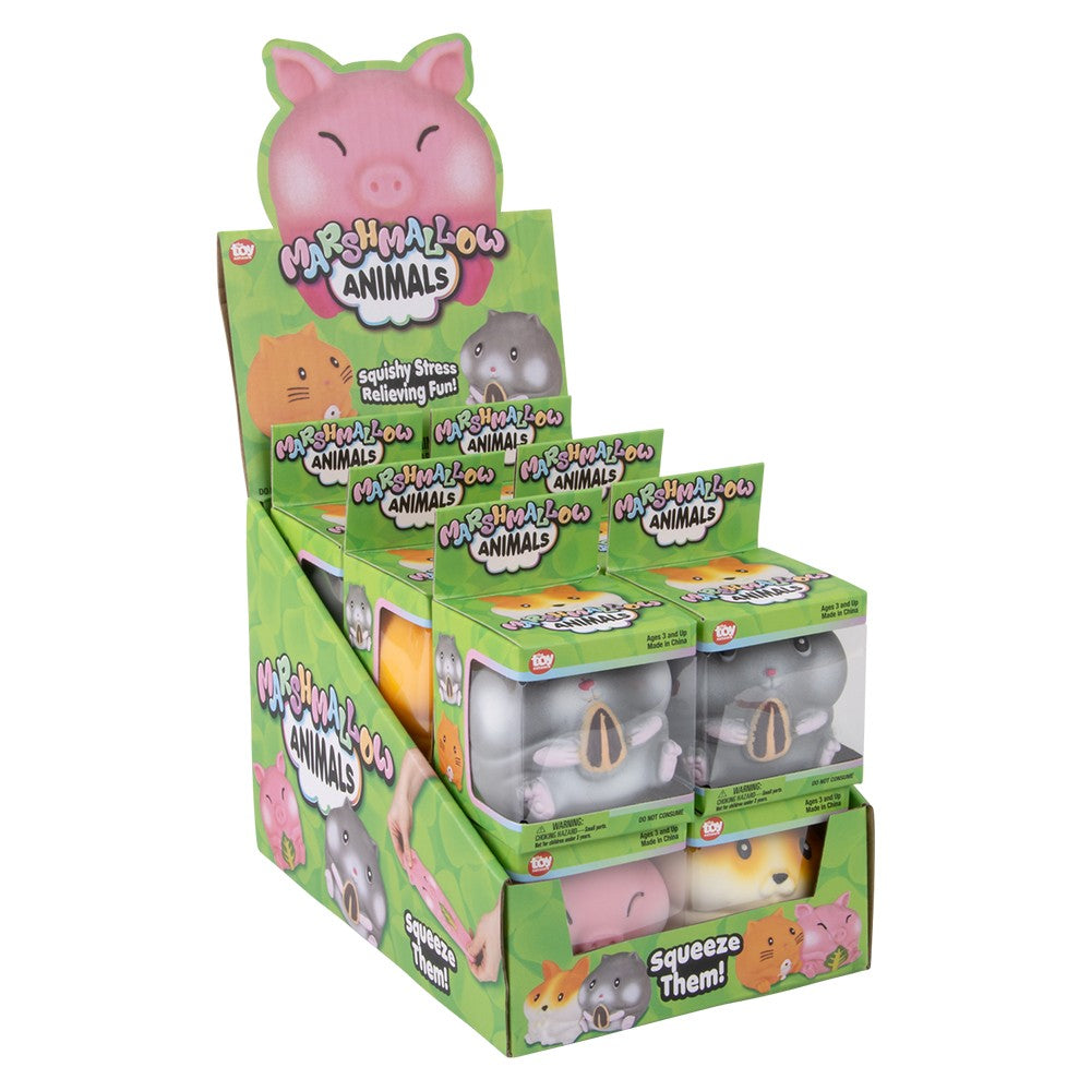 Marshmallow Animals Squeezy Fidget Toys (12 PC Display)