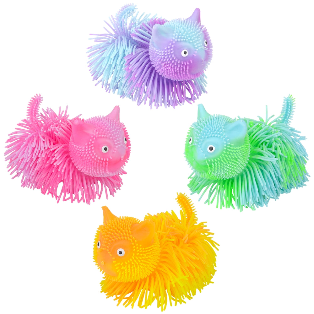 Light-Up Shaggy Cat Puffer (12 Pc Display)