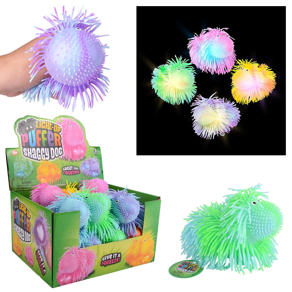 Light-Up Shaggy Dog Puffer (12 PC Display)