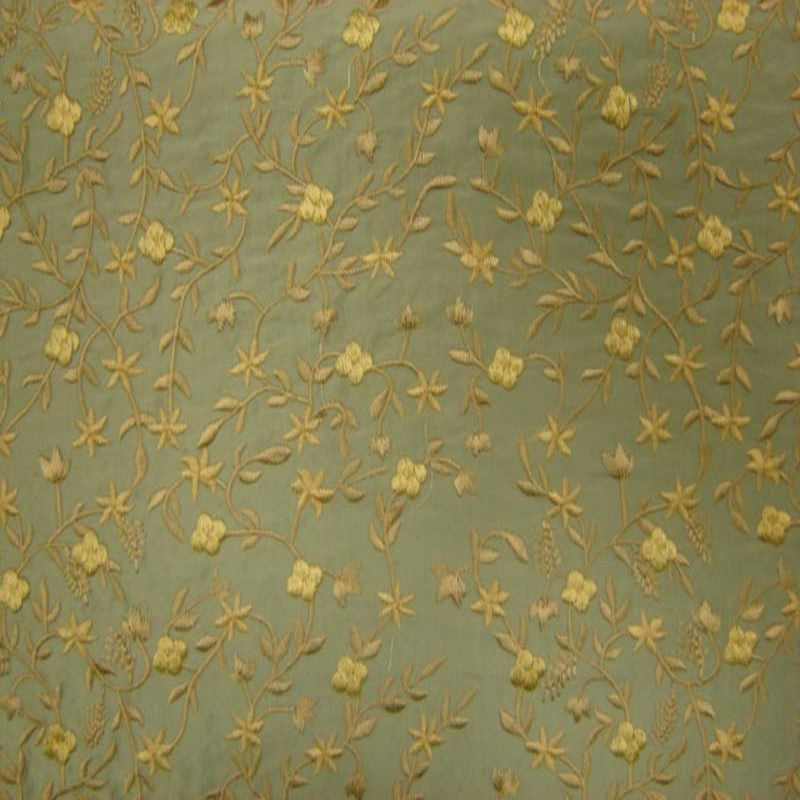 Parisian Floral Embroidered Silk Fabric - Apricot, Coral, Paprika, Scarlet, Teal, Wheat, 54" Width (1 Yard)