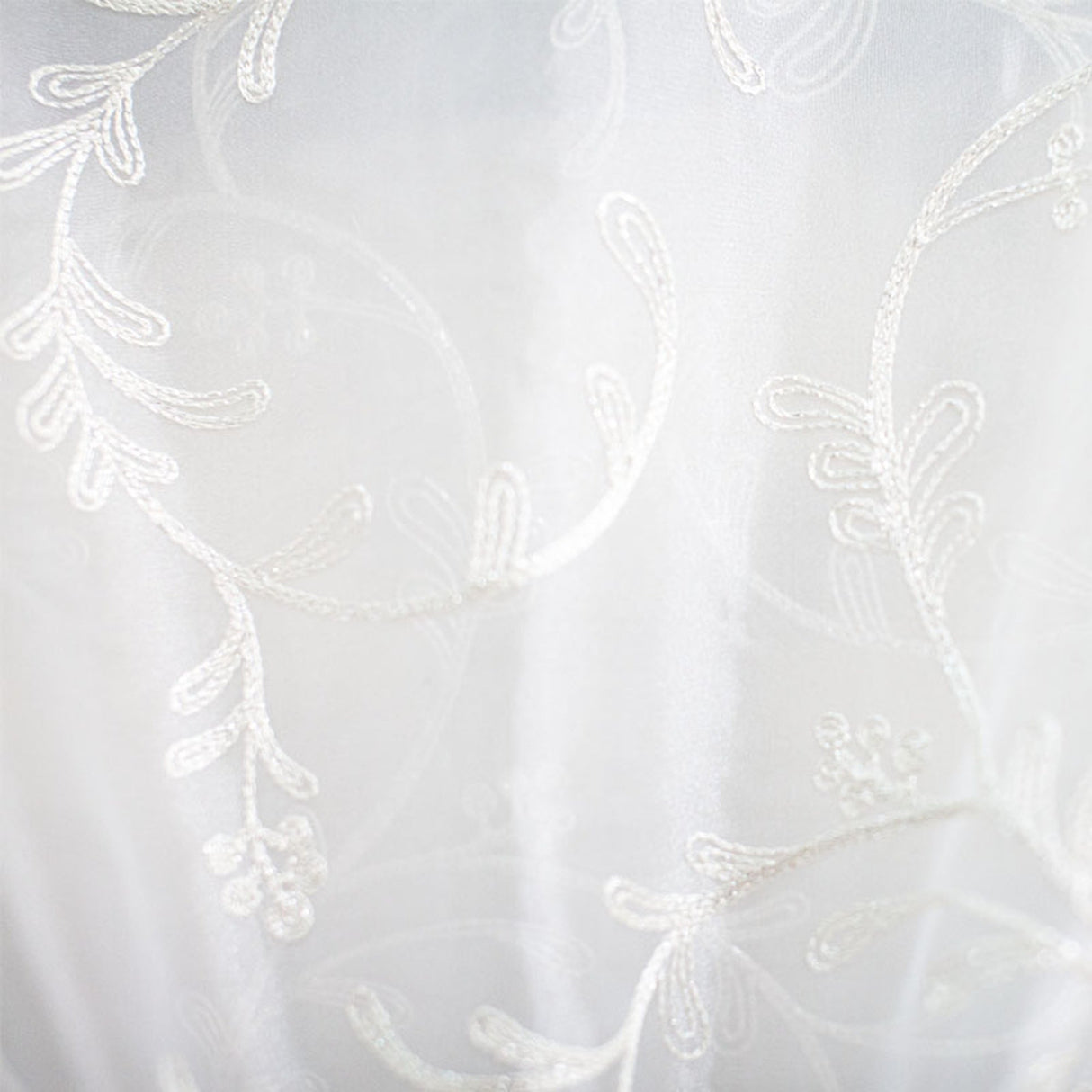 Park Fabric Polyester Fabric - Floral Embroidered Metallic Sheer, 116" Width (1 Yard)