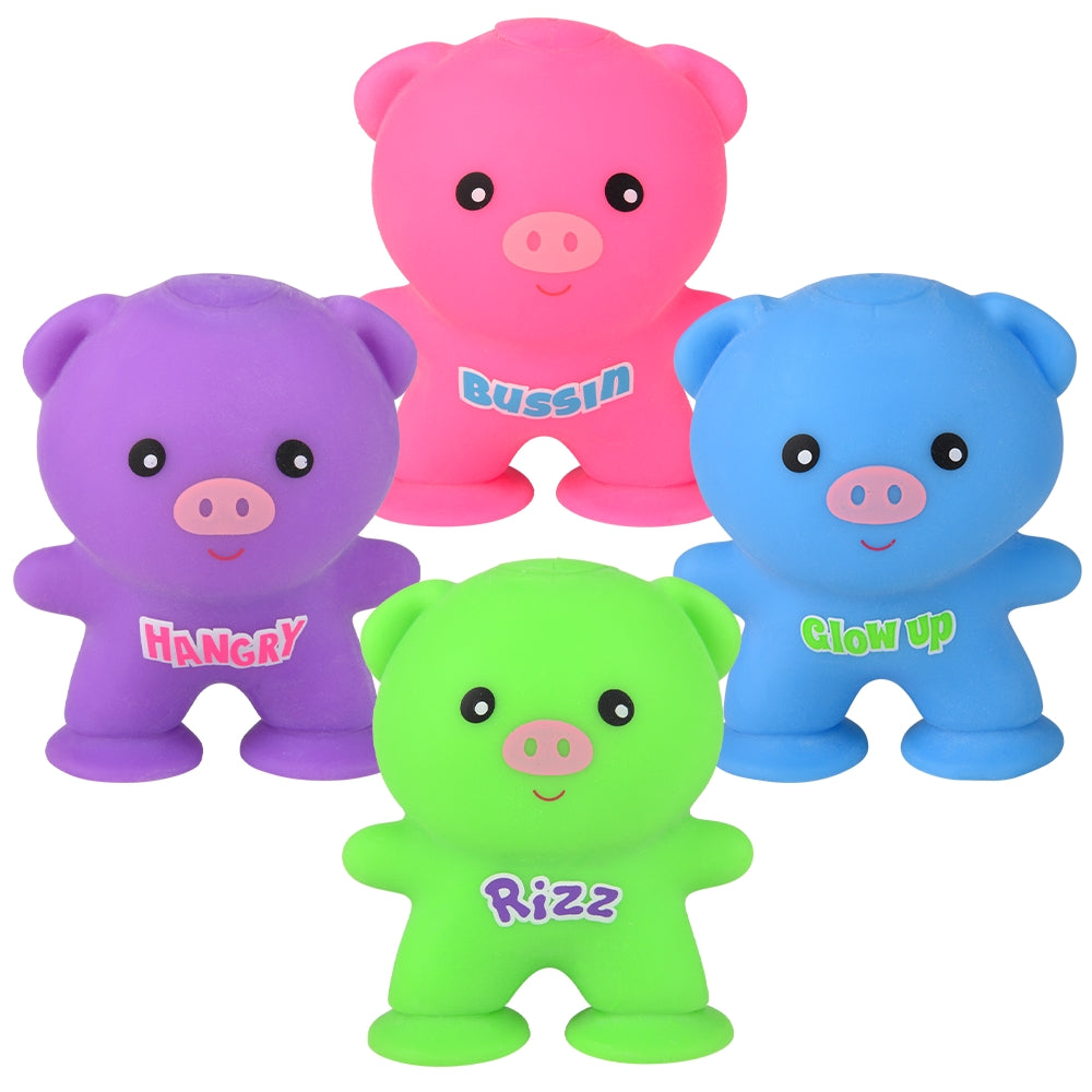 Squeezy Suction Pig (12 Pc Display)