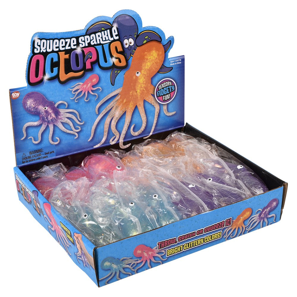 Squeeze Sparkle Confetti Octopus (12 Pc Display)
