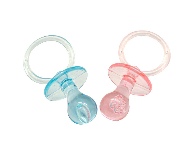 2.5" Blue and Pink Transparent Plastic Baby Shower Pacifier - Pack of 36