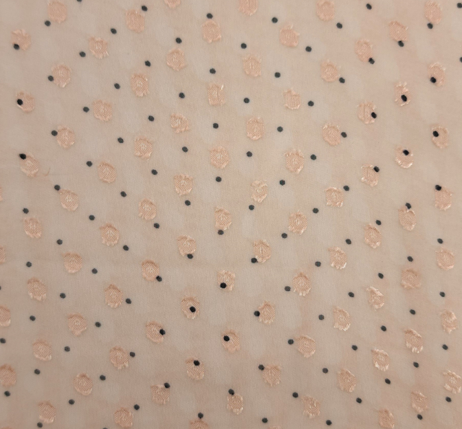 Poly Clip Dot Chiffon 1D1330 Polyester Fabric - Blush/Charcoal Clip Dot, 57/58" Width