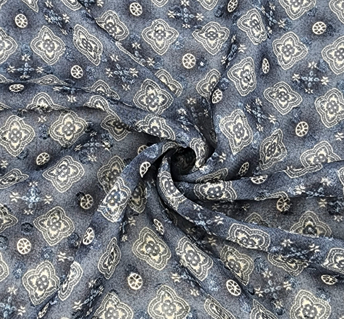 Poly Clip Dot Chiffon 1D1574 Polyester Fabric - Dusty Blue Clip Dot, 57/58" Width (1 Yard)