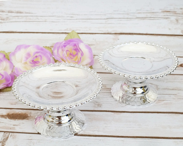Silver Round Wedding Candle Holder Set 4.5 Inch Pack of 6