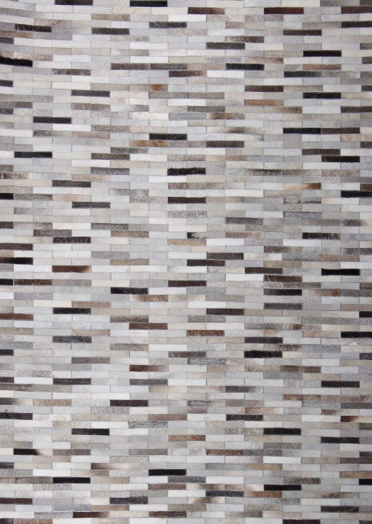 Natural Leather Patchwork Modern Brick Cowhide Area Rug/ Carpet - 100% Real Cowhide Fabric, Brick Patchwork, Beige, Gray, White, 5' X 7', 8' X 10' (1 Rug)