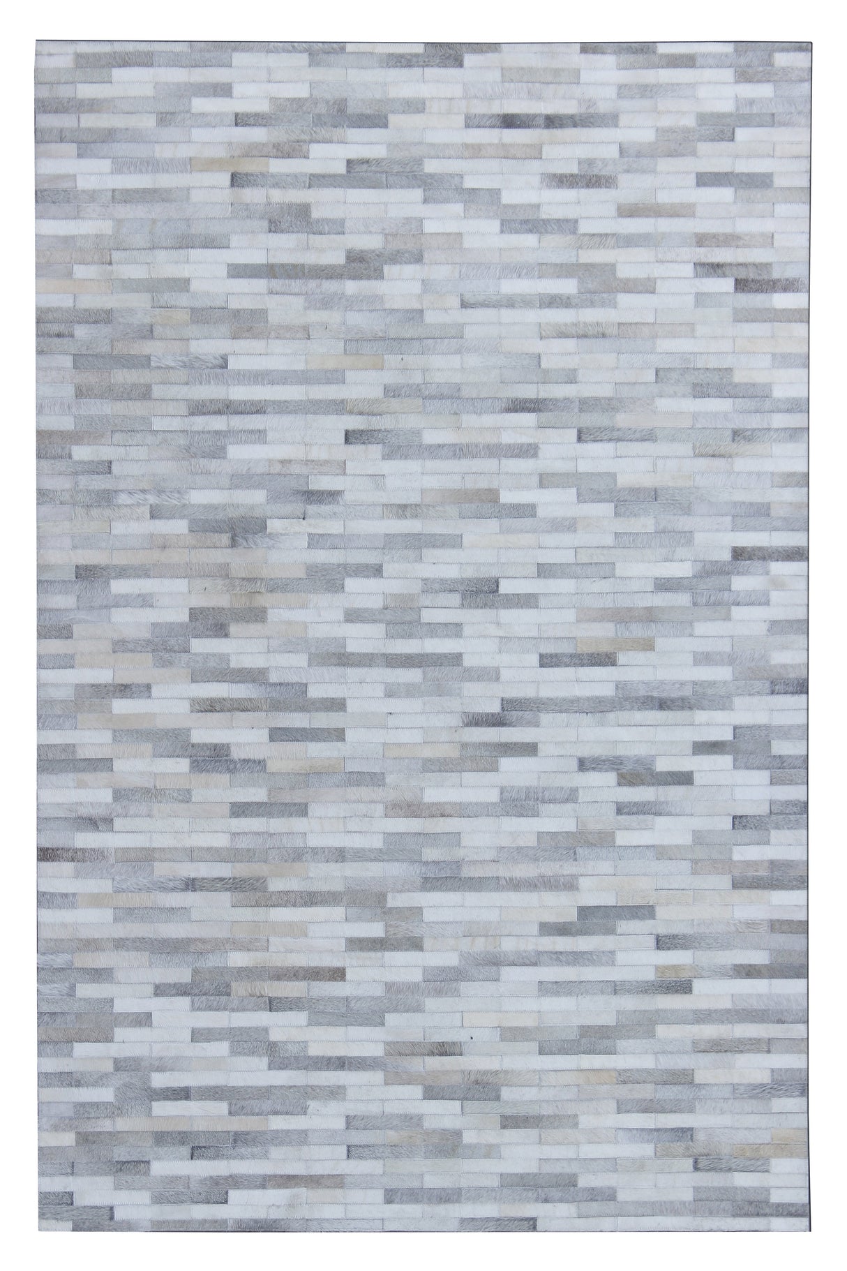 Natural Leather Patchwork Modern Brick Cowhide Area Rug/ Carpet - 100% Real Cowhide Fabric, Brick Patchwork, Beige, Gray, White, 5' X 7', 8' X 10' (1 Rug)