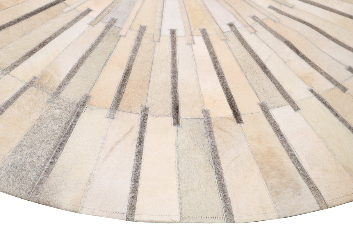 Patchwork PCH216 Round 100 Percent Real Cow Hide Fabric - Black With Charcoal Stripes, Round (6' X 6' Round)