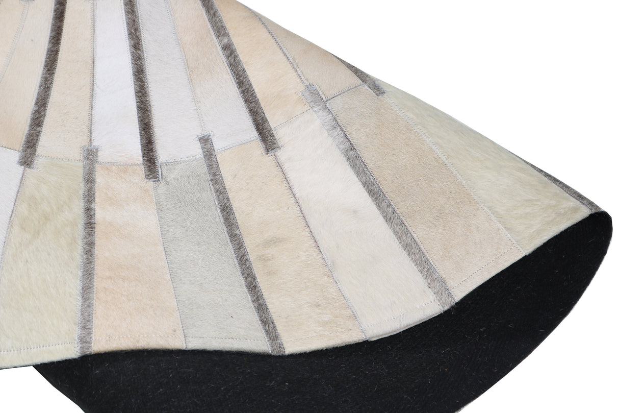 Patchwork PCH216 Round 100 Percent Real Cow Hide Fabric - Black With Charcoal Stripes, Round (6' X 6' Round)
