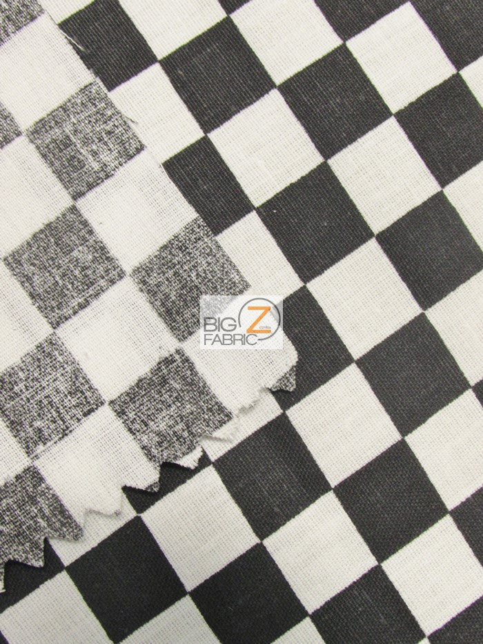 Poly Cotton Printed Fabric Square Checkered Mini Black White Sold By The Yard