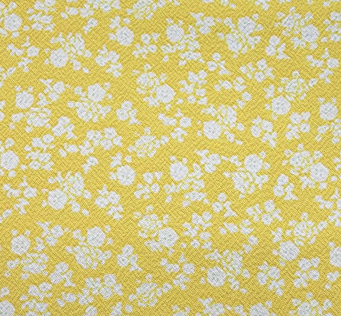 Poly Crepe 1A534 Polyester Fabric - Yellow/Off White, 57/58" Width (1 Yard)