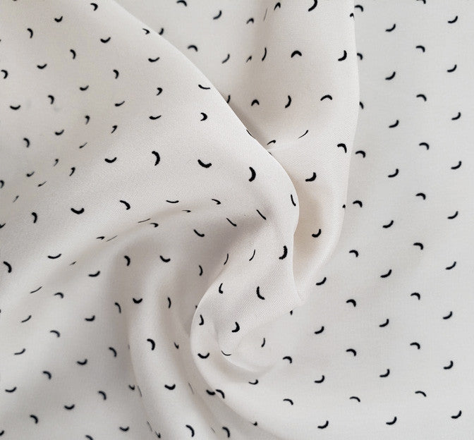 Poly Dull Satin 1D1377 Polyester Fabric - Beige/Black, 57/58" Width