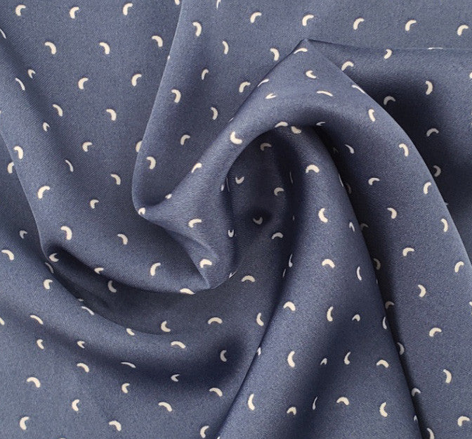 Poly Dull Satin 1D1377 Polyester Satin Fabric - Navy/Ivory, 57/58" Width