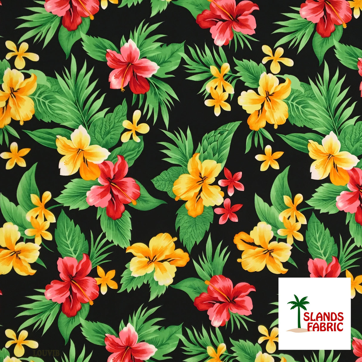 Peachskin Polyester Tropical Clusters Fabric