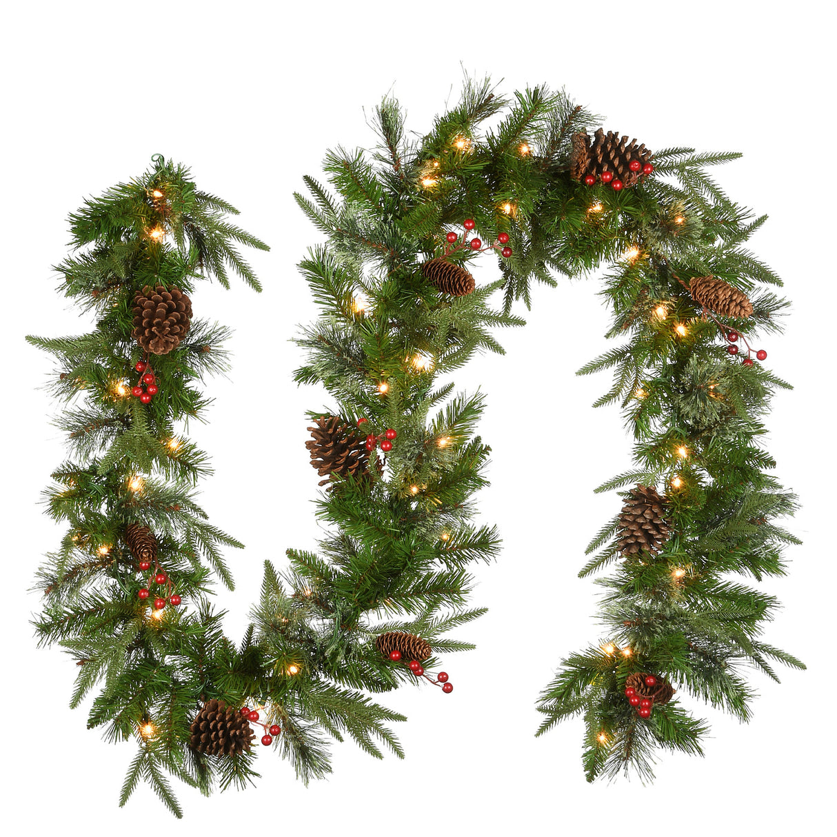 9FT Pre-Lit Colonial Fir Garland with Clear Lights