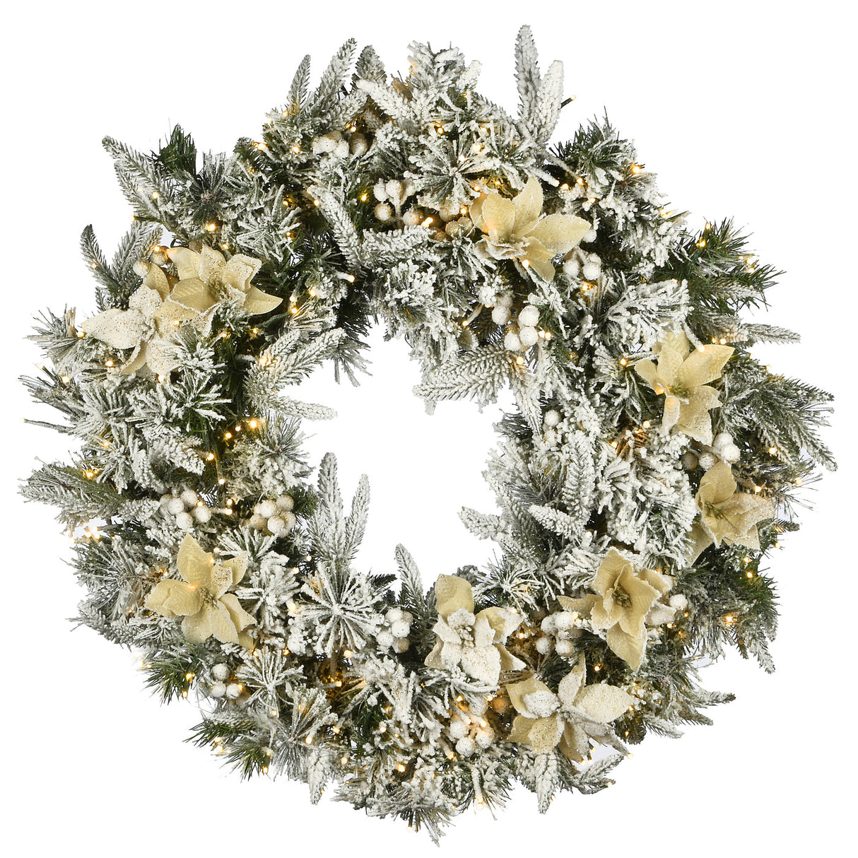 Pre-Lit Frosted Colonial Fir Christmas Wreath with Dual Color LED Lights, 30 Inch