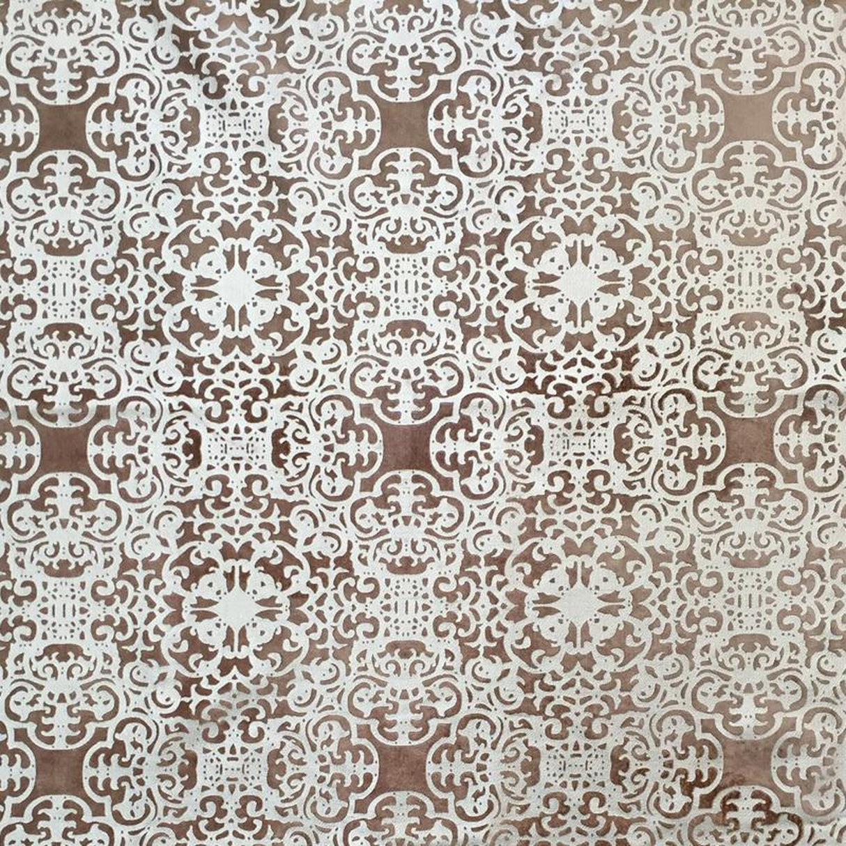 Petra Fabric Velvet Fabric - Metallic Moorish Foil Print, 55" Width (1 Yard)