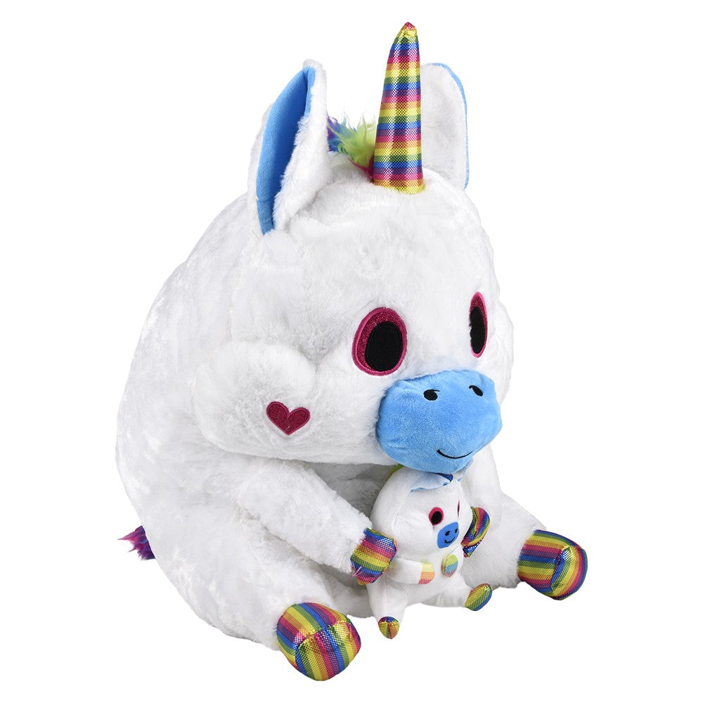 Unicorn Plush Belly Buddy And Baby 20"