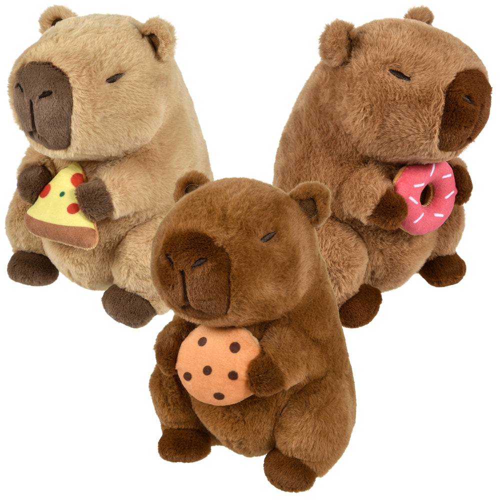 Capybara Plush Holding Food 10"