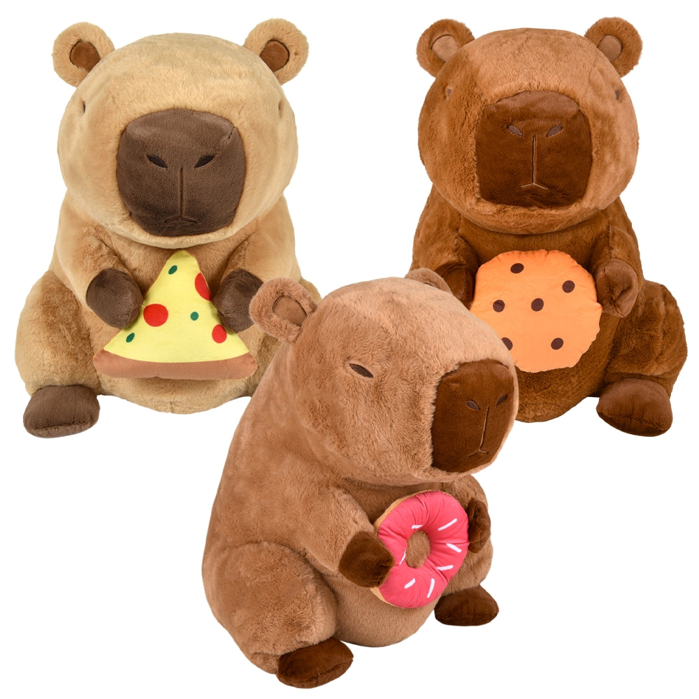 Capybara Plush Holding Food 20.5"
