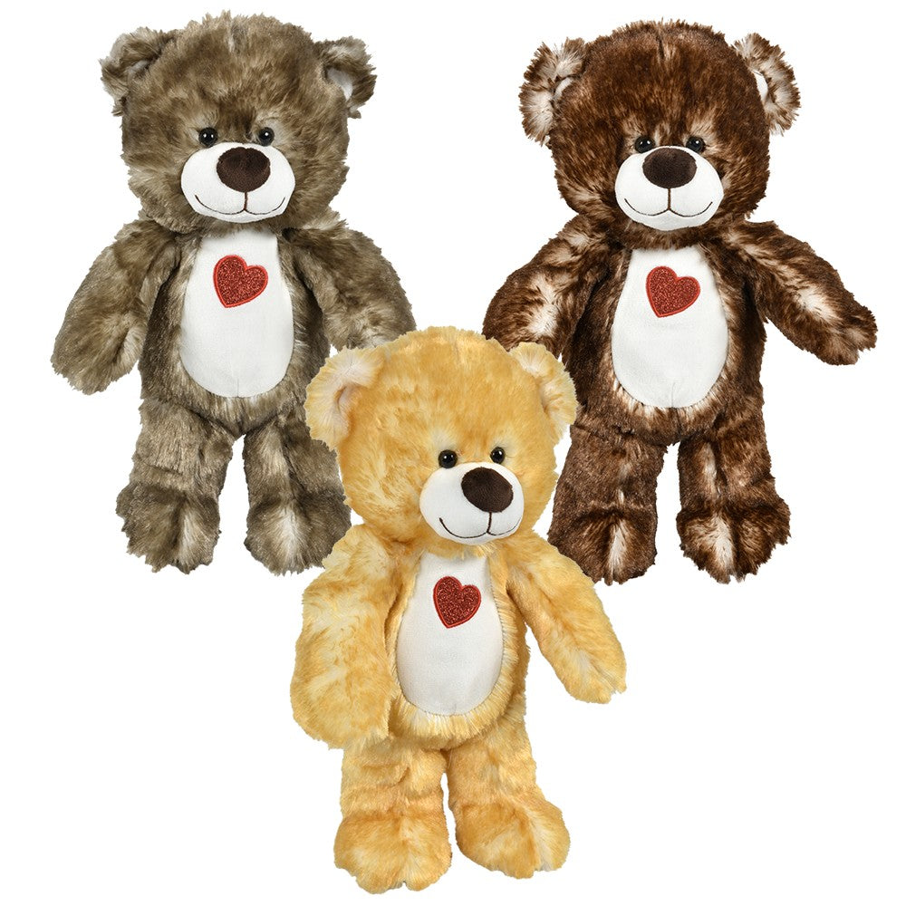 Plush Heart Bears 15.5" Cotton Candy Natural