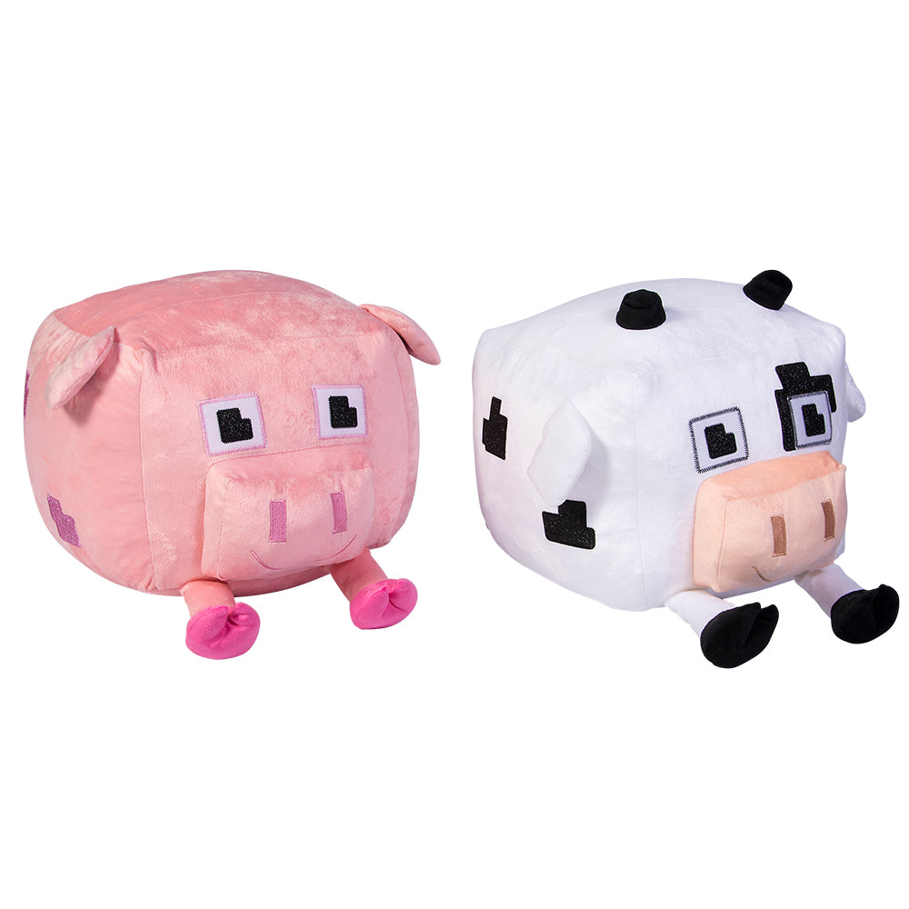 Pixel Cow & Pig Plush (16" x 11")