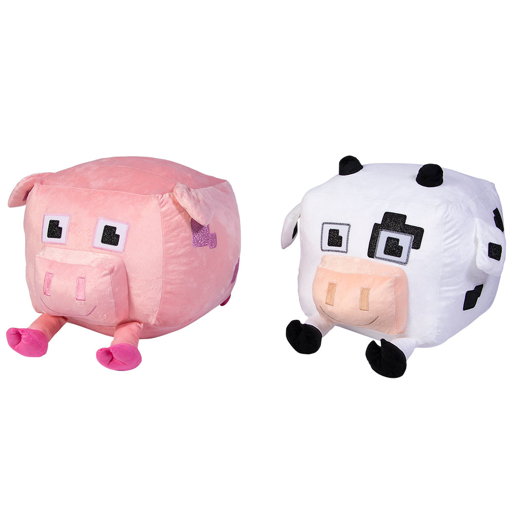 Pixel Cow & Pig Plush (16" x 11")