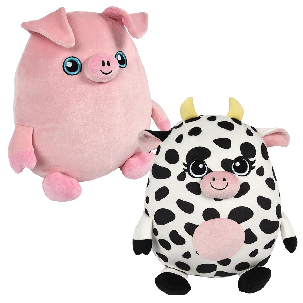 Squishy-Ishy Pig And Cow Plush (12")