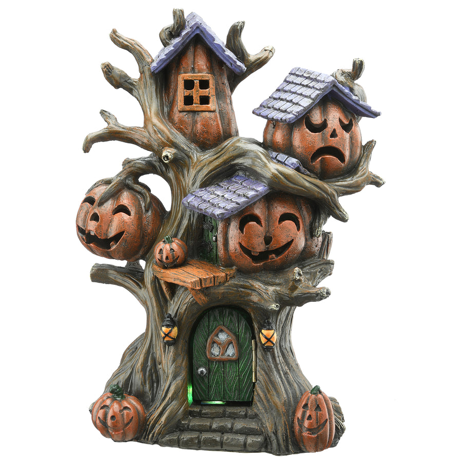 Halloween Pumpkin Tree House Decoration with Multi-Color LED Lights